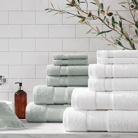 Monarch Brands Aegean Recycled Washcloths 13in x 13in - Solid, White, 8PK P-WC-RO-1313-WH